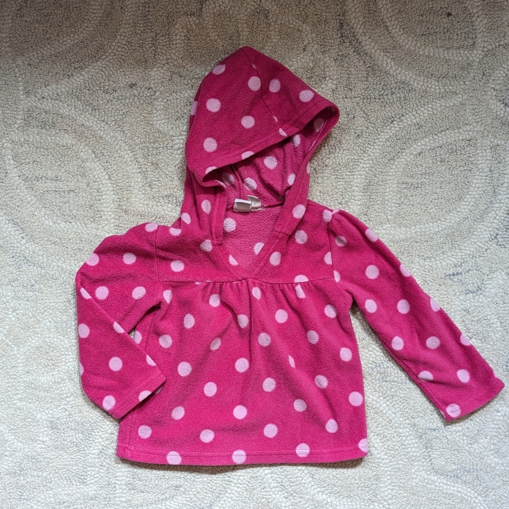 Polka dot pink fleece hoodie shirt